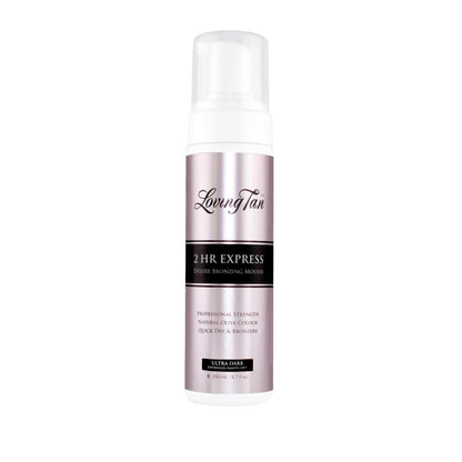 Loving Tan 2 HR Express Self Tanning Mousse, Ultra Dark - Streak Free, Natural, Professional Quality - 5+ Sunless Self Tanner Applications per Bottle, Cruelty Free, Naturally Derived DHA - 6.7 FL Oz