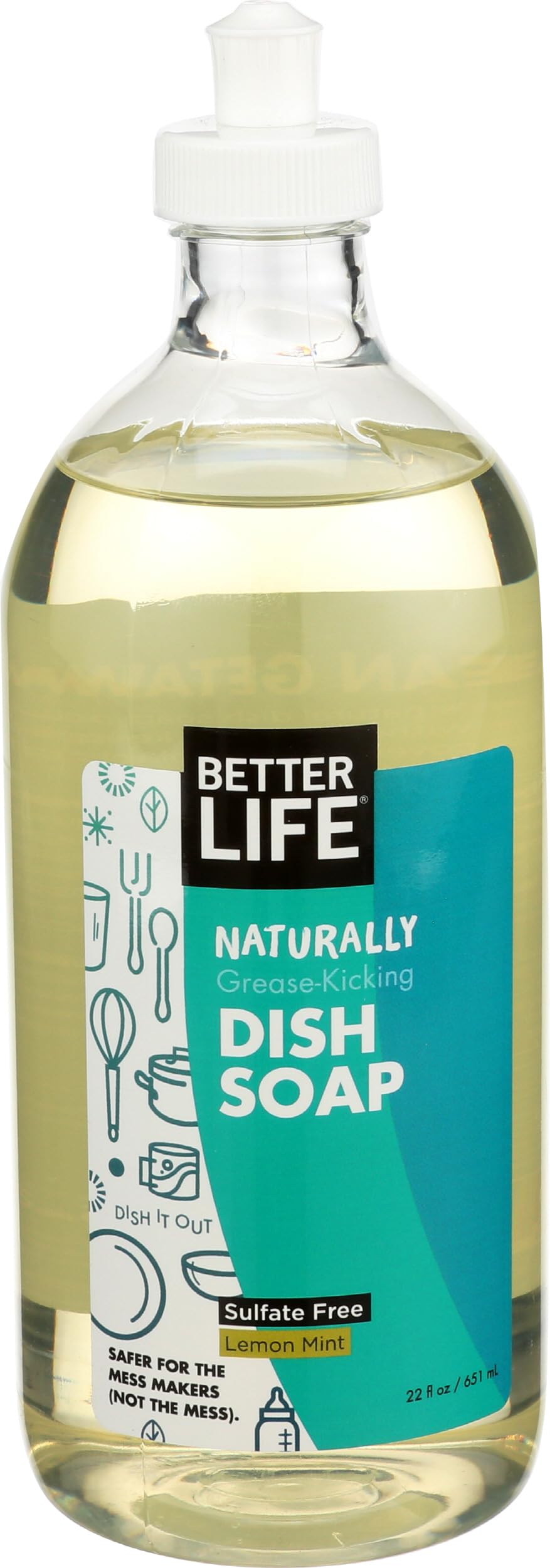 Better Life Liquid Dishwashing Soap for Home & Kitchen Sink - No Gloves Required Kitchen Soap for Sensitive Skin, Unscented, 22 Fl Oz
